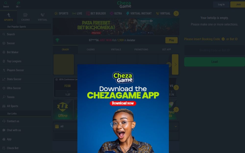 Picha ya skrini ya ukurasa wa mbele wa tovuti ya ChezaGame